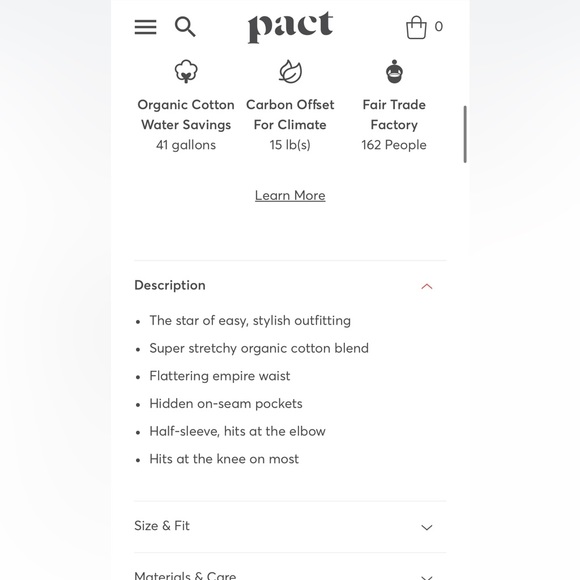 Organic cotton PACT dress Super stretchy organic cotton blend -hidden pockets - Picture 8 of 9